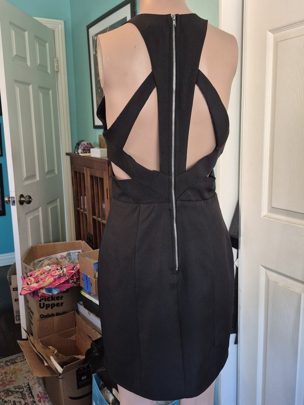 DO+BE Black Halter V-Neck Mini Dress